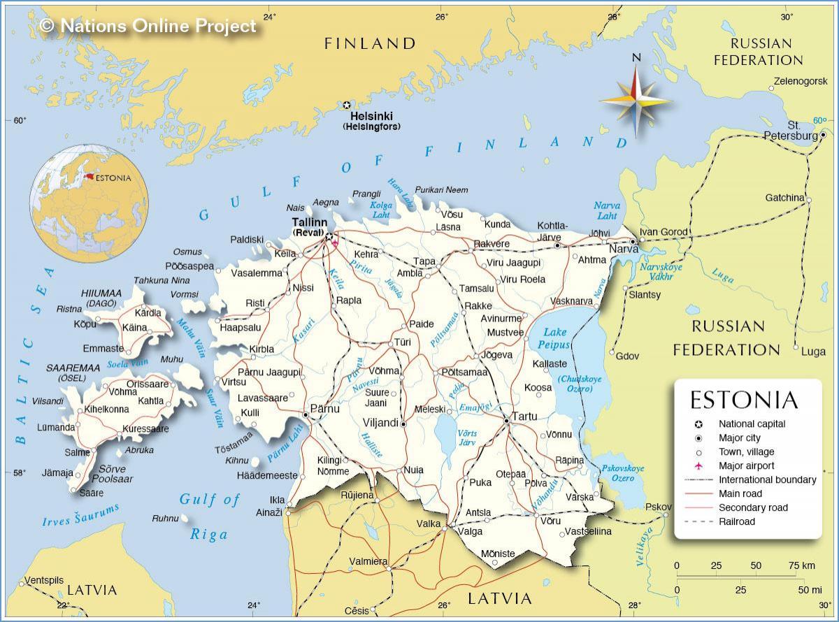 zemljevid Estonija državi