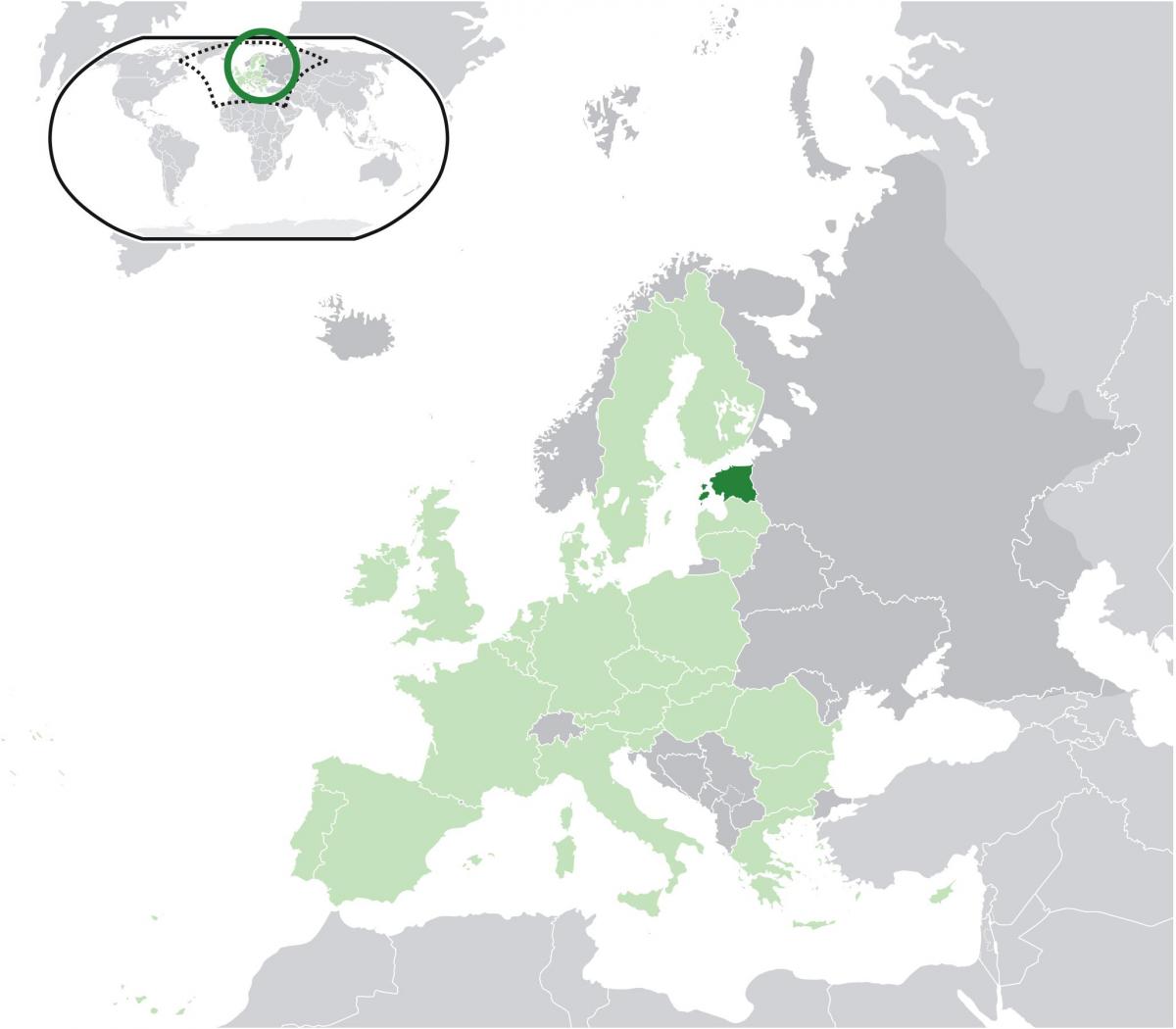 Estonija na zemljevid evrope