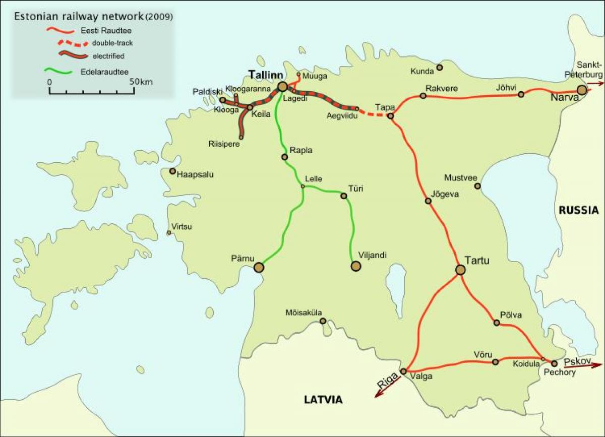 zemljevid estonske železnice