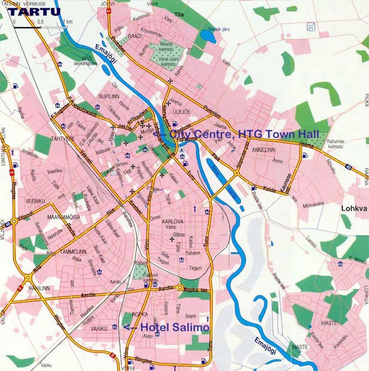 zemljevid tartu v Estoniji