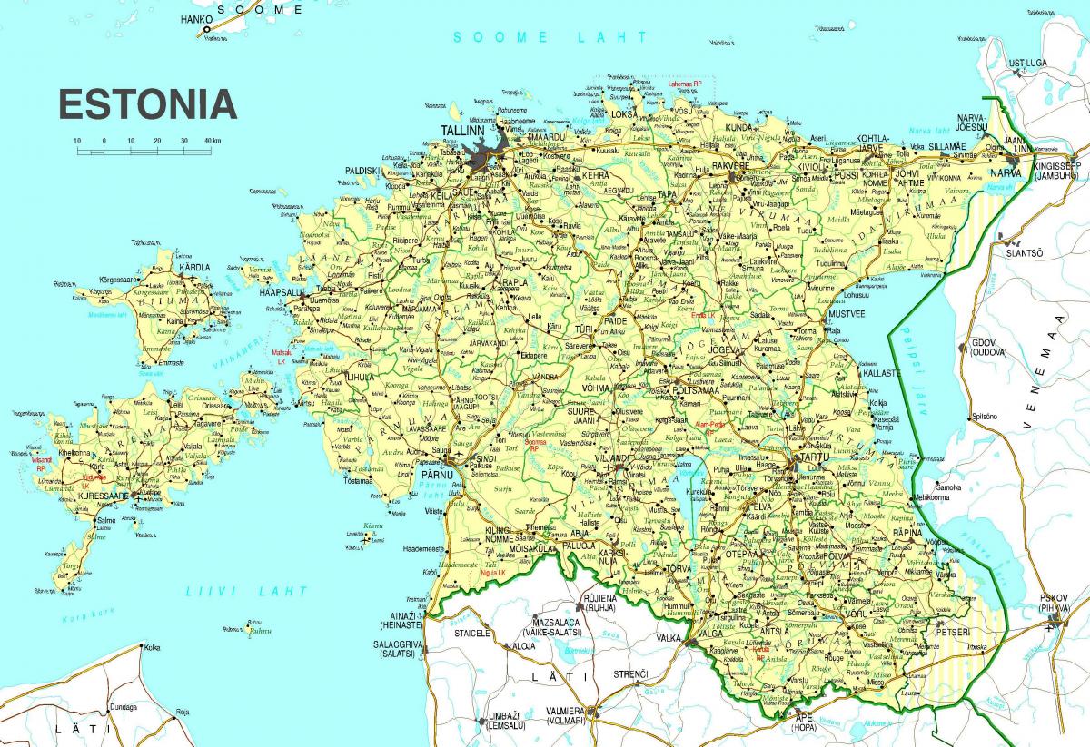 zemljevid Estonija cesti