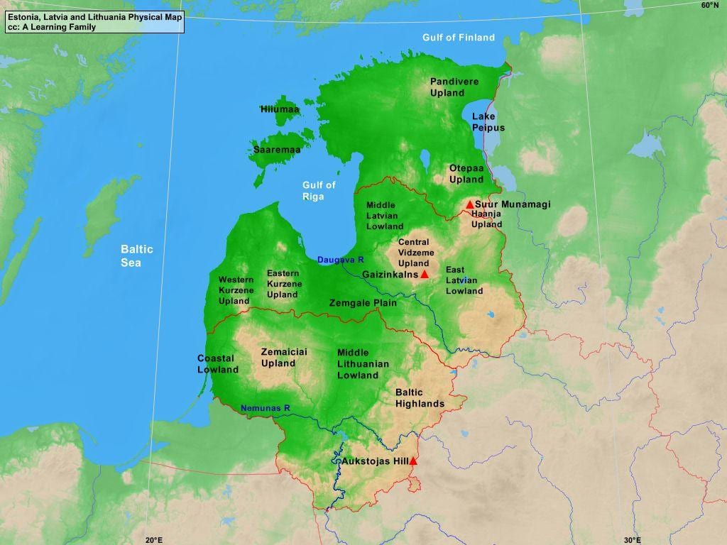zemljevid Estonija fizično