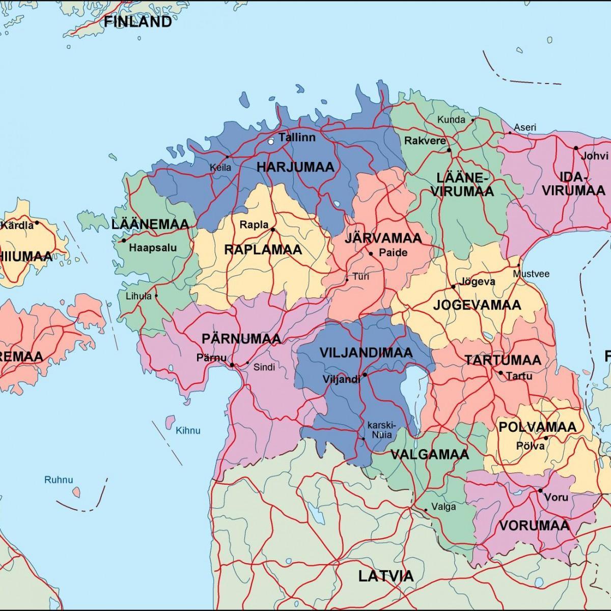zemljevid Estonija politične