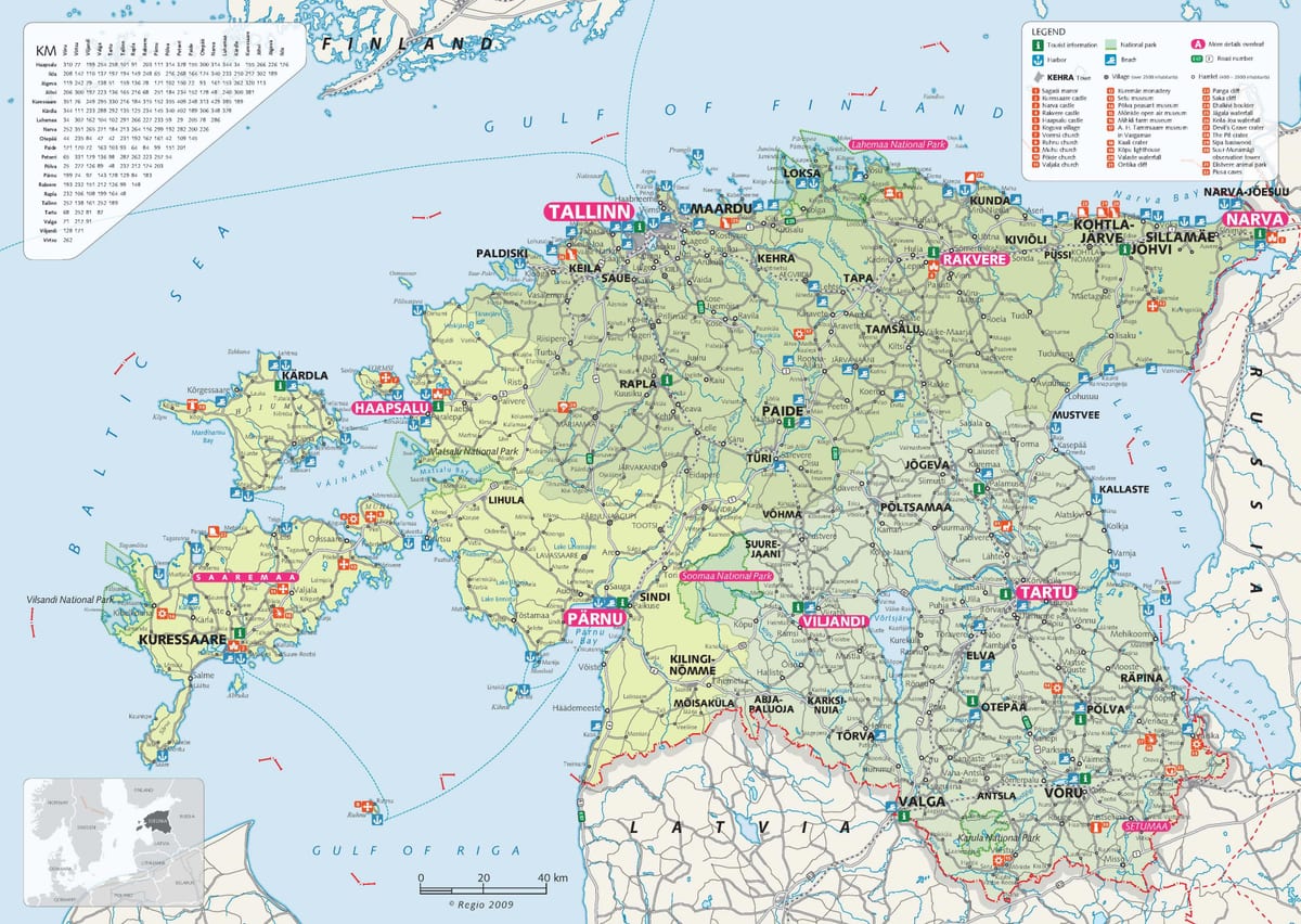 turistična karta Estonija