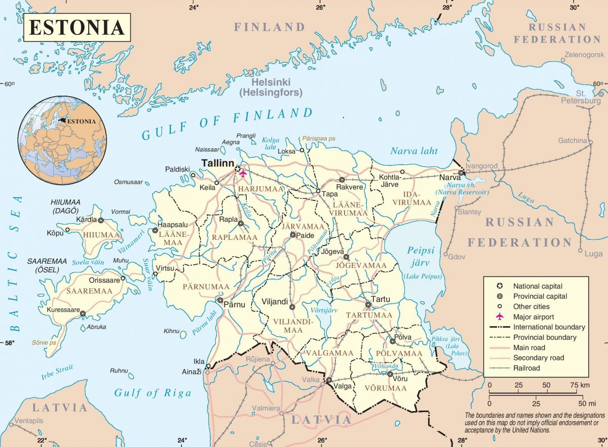 Estonija v zemljevidu